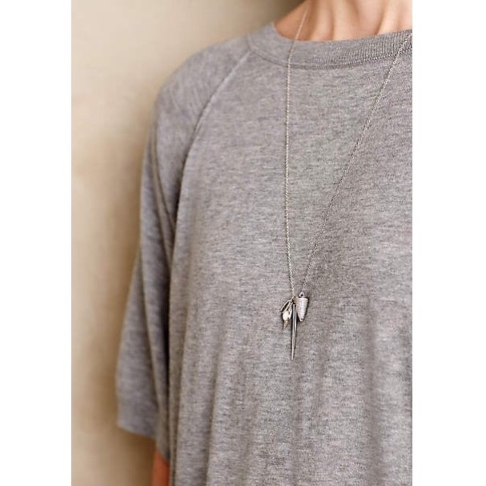 NWT Anthropologie x Melanie Auld Fortunes Charm Long Necklace Sterling Silver